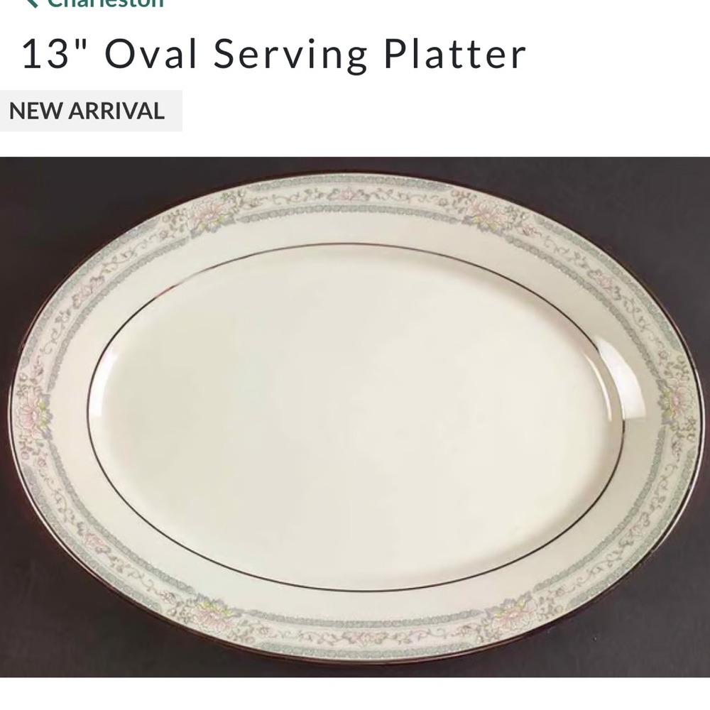 Lenox Charleston Cream and Floral 13” Oval Platter
